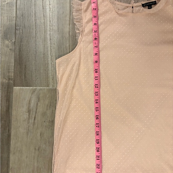 Adrianna Papell Blush Swiss Dot Sleeveless Blouse L – Ruffle Mesh Trim Top - Picture 7 of 9